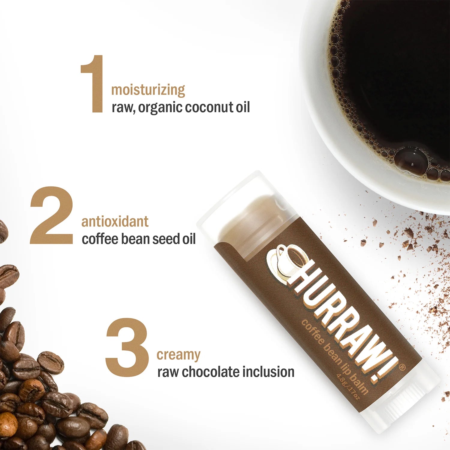 HURRAW! Coffee Organic Lip Balm, 4.8 g