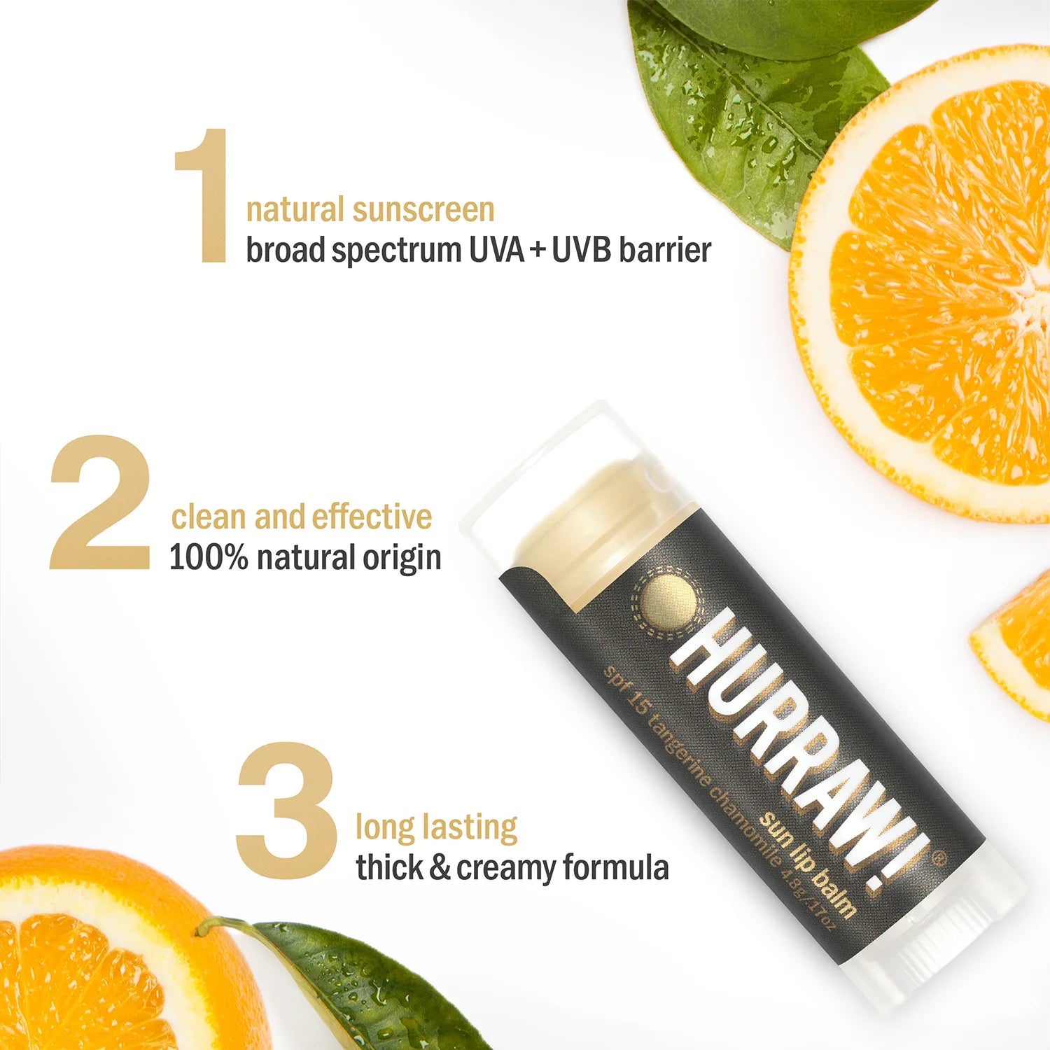 HURRAW! ekologiškas lūpų balzamas SPF15, 4.8 g